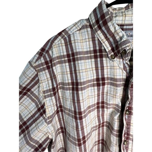 Men’s Carhartt Plaid Short Sleeve Button Up Shirt - Picture 2 of 5